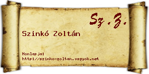 Szinkó Zoltán névjegykártya